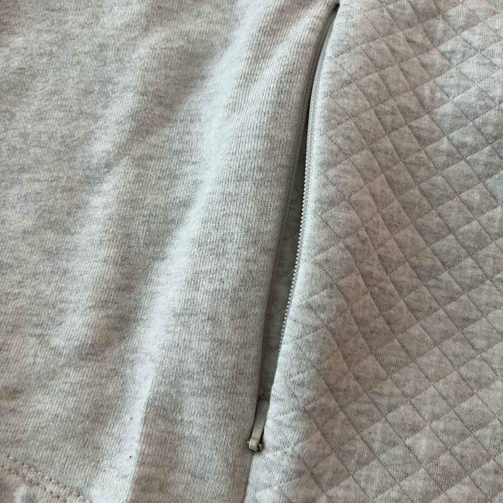 Orvis Quilted Sweatshirt Women XL Oatmeal Heather Excellent Diamond Stitch Zip - Picture 5 of 5